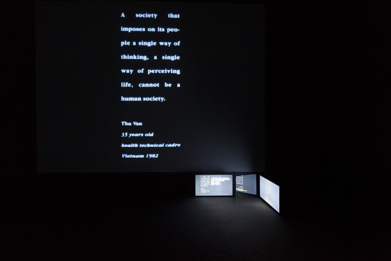 Paradise Lost, 18 January – 30 March 2014, Installation view: Trinh T. Minh-ha, Surname Viet Given Name Nam (1989).