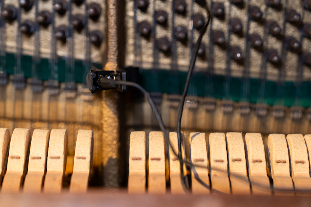 Inside a piano with a contact mic