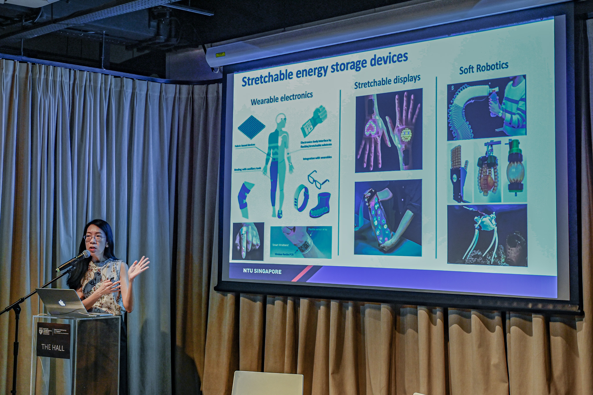 Lecturer with a projected screen